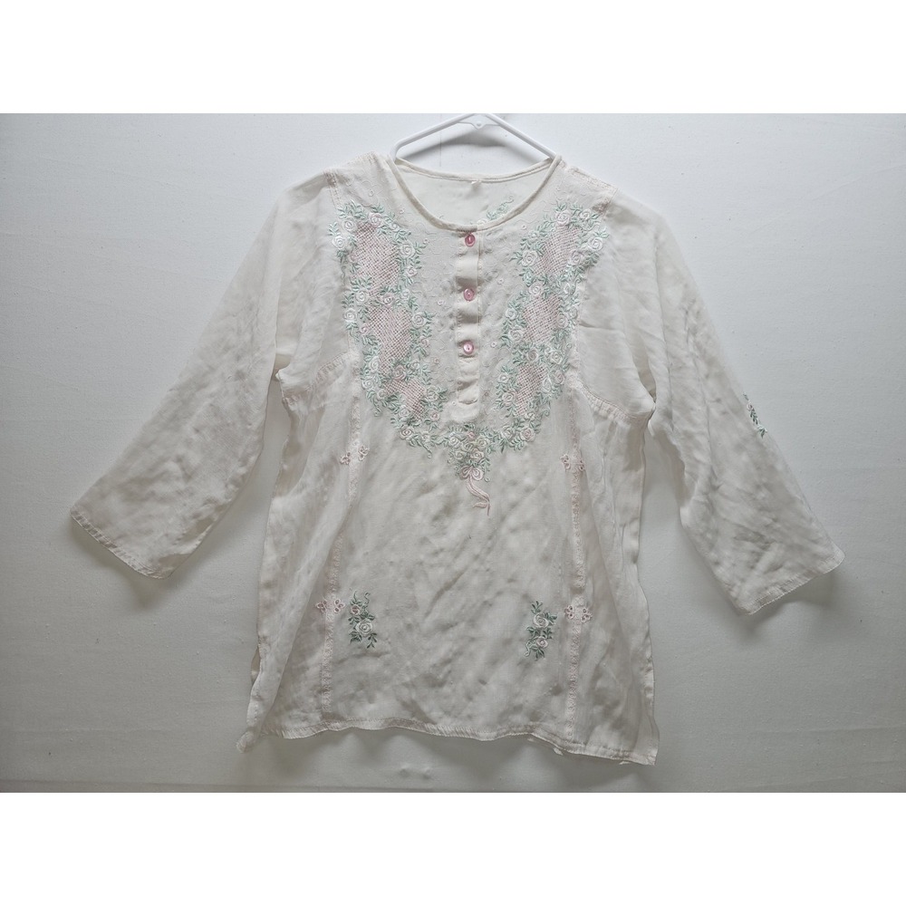 Lot of 4 VTG 90s Y2K Womens Tops S M Sweater Button Down Cottagecore Grannycore